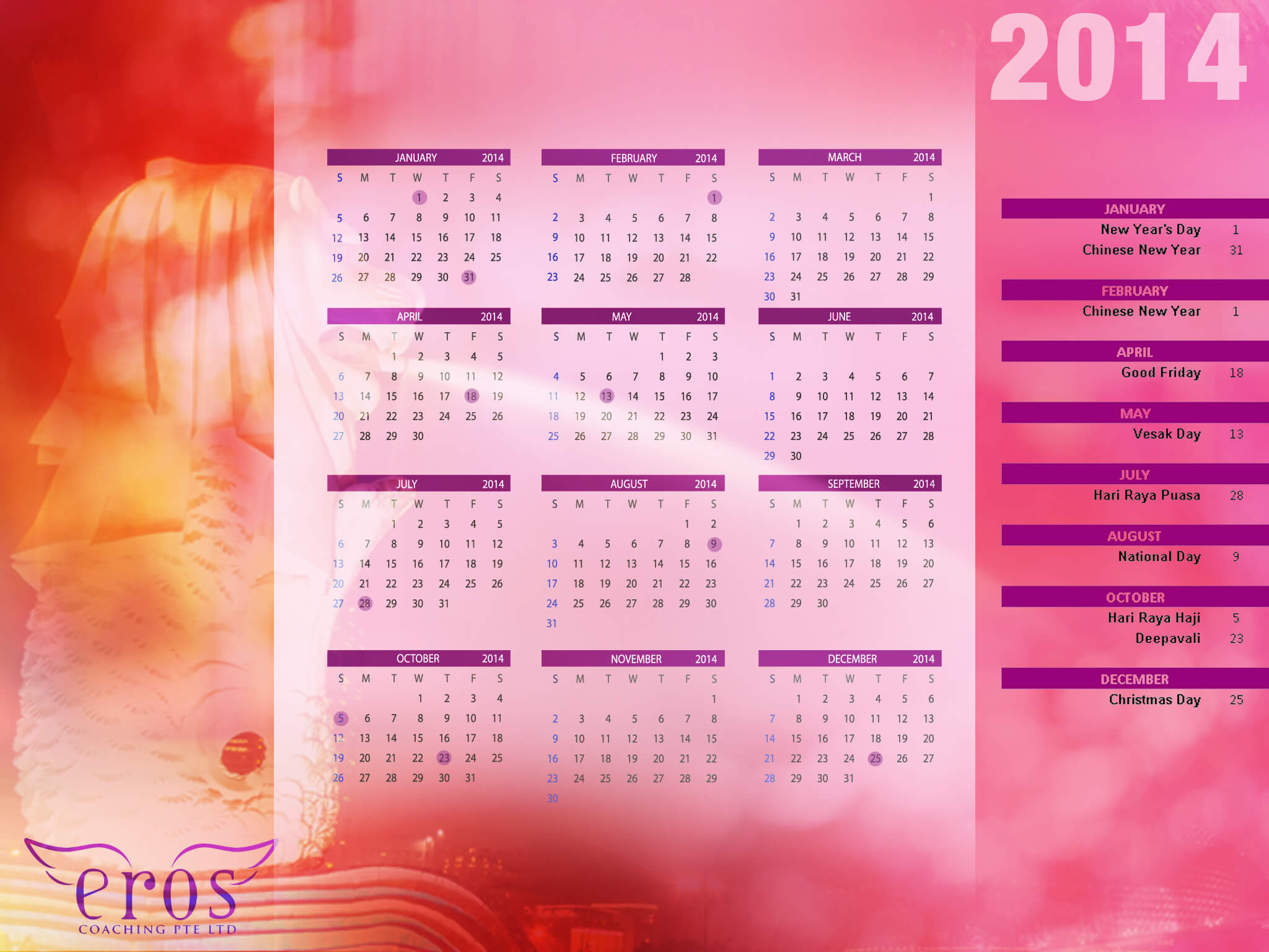 Downloadable 2014 Desktop Calendars