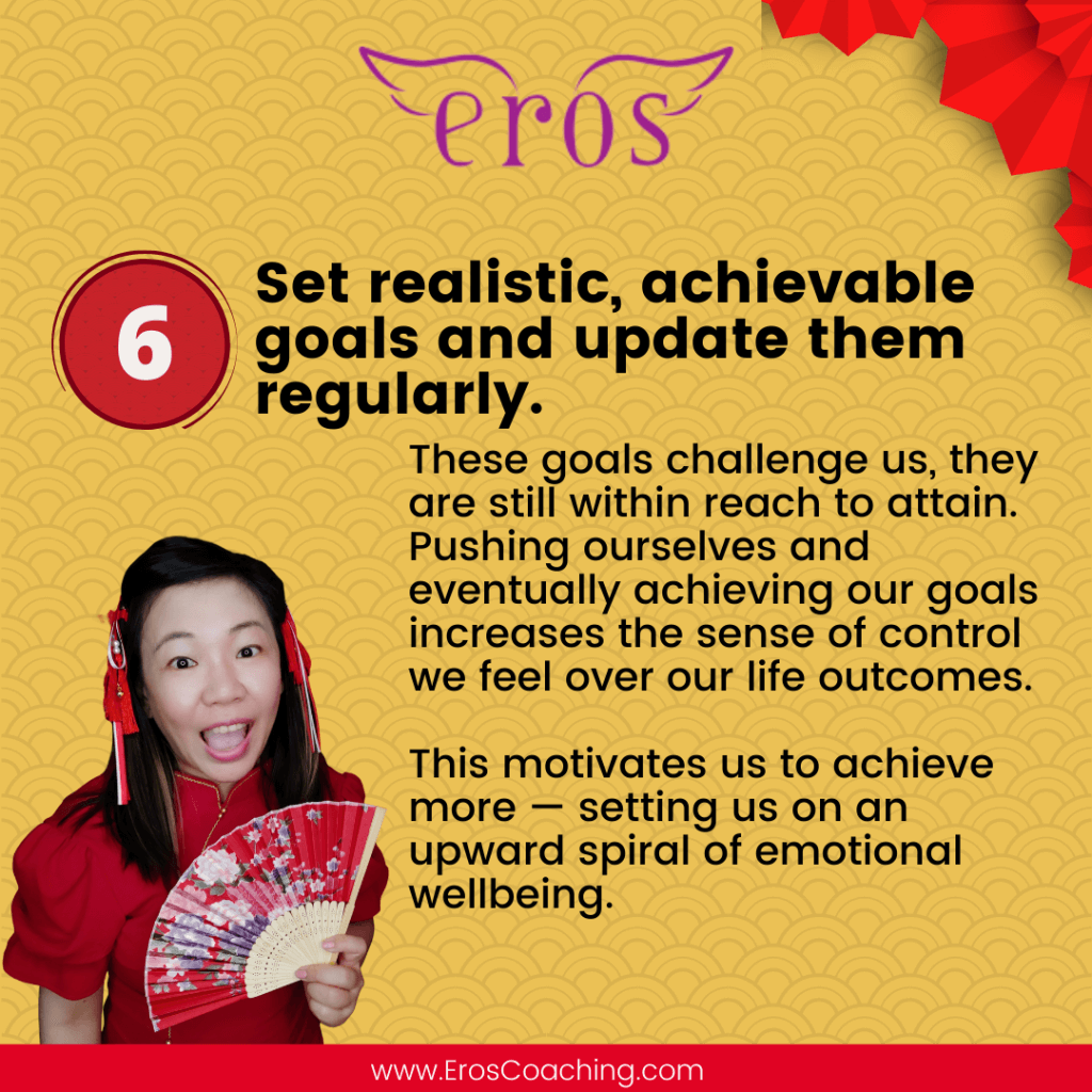 6. Set realistic, achievable goals and update them regularly.