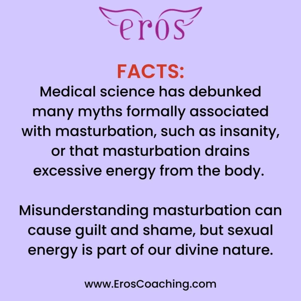 FACTS:  Medical science has debunked many myths formally associated with masturbation, such as insanity, or that masturbation drains excessive energy from the body. Misunderstanding masturbation can cause guilt and shame, but sexual energy is part of our divine nature.